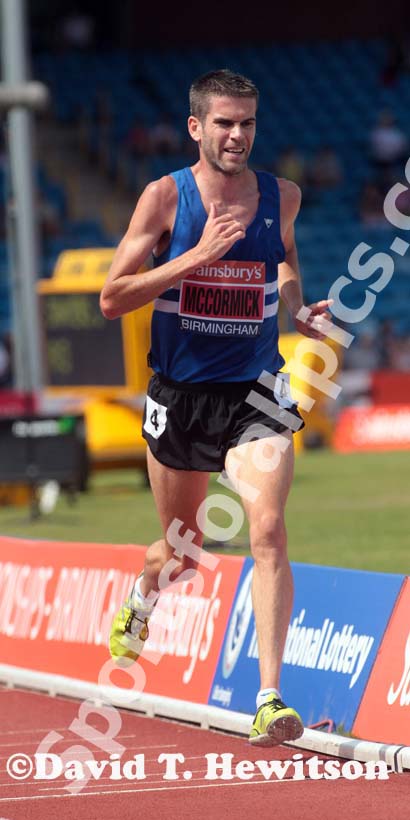 Nick McCormick (Morpeth) lfinishing 2nd in the 5000 metres at the Sainsbury's British Championships, Birmingham.
